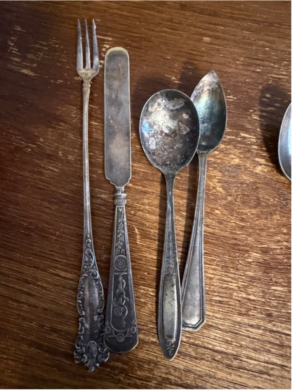Vintage Silverplate Flatware Lot of 4 Mixed Utensils Rogers Tudor Plate Butter K